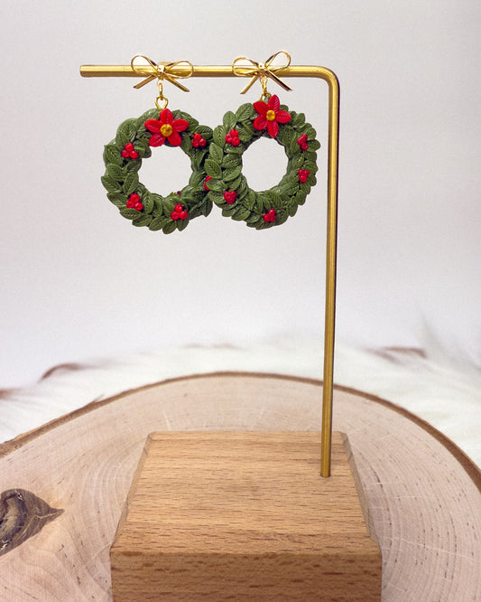 Christmas Wreath Earrings – Handmade Holiday Jewelry