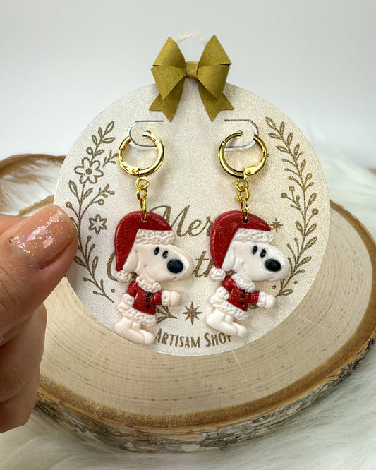 Christmas Dog Earrings – Handmade Holiday Clay Jewelry