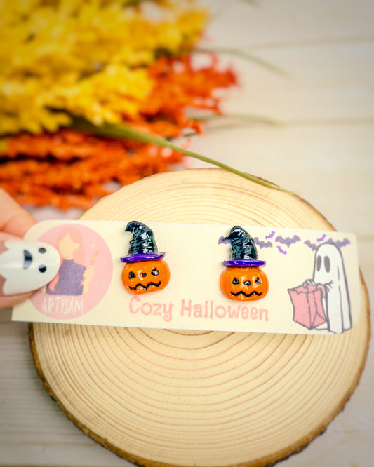 Witchy Pumpkin Studs