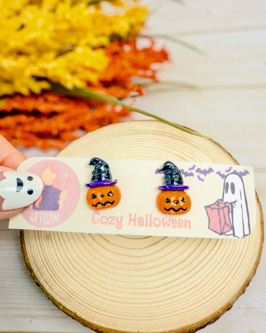 Witchy Pumpkin Studs